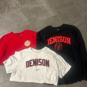 Denison University Graphic Tee Bundle - Red, Black, White